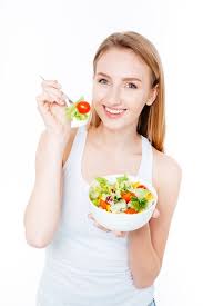 Image result for women eating salad and smiling