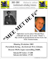 Tijdens zijn middelbare studies in Kortrijk leerde hij Antoon Van der Plaetse kennen en aan de Academie te Ieper werd hij bevriend met Gerard Vermeersch. - voordracht%20Felix%20Timmermans