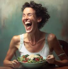 Image result for women eating salad and smiling