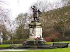 Memorial to Albert Ball, VC. With a flying angel at his shoulder. - via Daymix