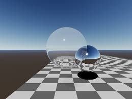 Image result for sphere checkered plane raytrace
