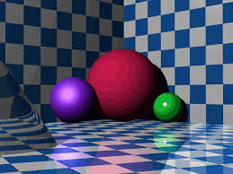 Image result for sphere checkered plane raytrace
