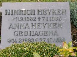 Grab von Anna Heyken (geb. Hagena) (14.02.1883-27.10.1969 ...