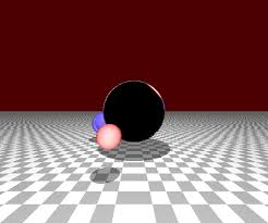 Image result for sphere checkered plane raytrace