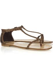 Sigerson Morrison T-bar flat leather sandals - My Color Fashion