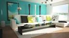 Turquoise Blue Wall Decor And Lime Green Cushi 4391, Modern And ...