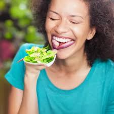 Image result for women eating salad and smiling
