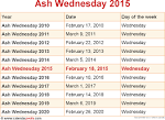 When is ASH WEDNESDAY 2015 and 2016? Date of ASH WEDNESDAY 2015
