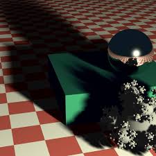 Image result for sphere checkered plane raytrace