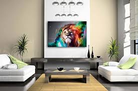 Amazon.com: Colorful Lion Artistic Wall Art Painting The Picture ...