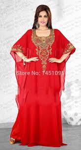 New Beaded A Line Long Sleeve Rhinestones Red islamic clothing for ...