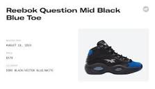 Reebok Question Mid Black Blue Toe - 100033164 Raffles and Release ...