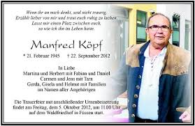Manfred Köpf, † 22.09.2012 in Füssen
