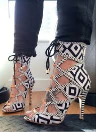 Shoes: aztec, aztec print shoes, heels, black, white, black and ...