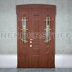 Door 3d model entrance with glass and bars