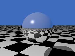 Image result for sphere checkered plane raytrace