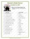Bridal shower games - Movie Love Songs Match Up game