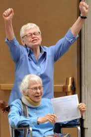 Phyllis Siegel (rear) and Connie Kopelov (front) celebrate after becoming the first same-sex couple to get married in New York City the day the state\u0026#39;s gay ... - gay_marriage_nyc_2--300x450