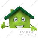 #46889 Royalty-Free (RF) Illustration Of A 3d Green Clay House Mascot - 46889-royalty-free-rf-illustration-of-a-3d-green-clay-house-mascot-giving-the-thumbs-up-and-standing-behind-a-blank-sign-by-julos