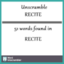 Unscramble RECITE - Unscrambled 51 words from letters in RECITE