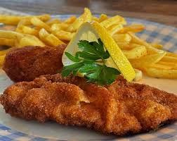 Image result for schnitzel mit pommes