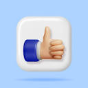 3D Thumbs Up Hand Gesture Button Isolated. Render Like Hand Symbol ...