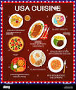 USA cuisine food menu, American dishes and meals traditional ...