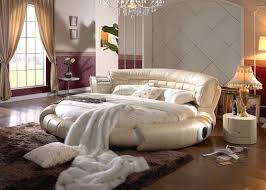 Modern Bedroom With Circular White Bed Design Feat Elegant Black ...