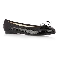 Black Quilted Patent Leather - Flat Shoes | French Sole