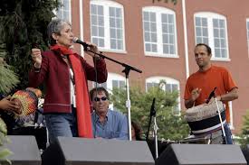 (L-R) Joan Baez, Mickey Hart and Gabriel Harris perform during filmmaker George Lucas\u0026#39;s open house for his new Letterman Digital Arts Center on June 25, ... - Preview+George+Lucas+Letterman+Digital+Arts+7SHCOORCvihl