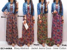 EC144MA Long Dress Jeans Jacket | Elok Collection Baju Wanita Murah