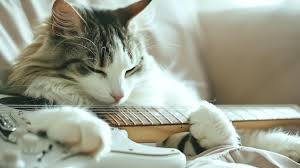Image result for Cat sleeping in guitar