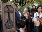 The Armenian cross on the monument to the genocide, unveiled November 2nd - via Daymix