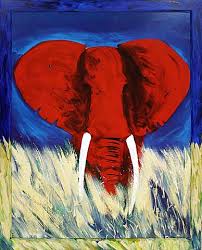 ... eine kleine Auswahl der bei uns zum Verkauf stehenden Originale von Christian Claerebout. Christian Claerebout : Der rote Elefant. Limitierte Auflage.