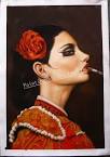 ... Brian M. Viveros, Handmade Oil Painting Reproduction,Viva Rose,Smoking ... - 425390648_412