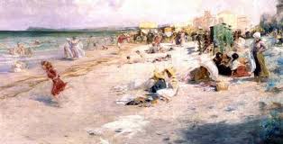 A Busy Beach in Summer - Alois Hans Schram als Kunstdruck oder ... - busy_beach_summer_hi