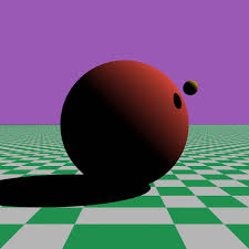 Image result for sphere checkered plane raytrace