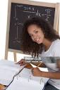 Ethnic Black College Student Woman Studying Math Exam Stock Photo ...