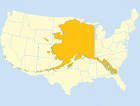 Alaska map over US map public - via Daymix