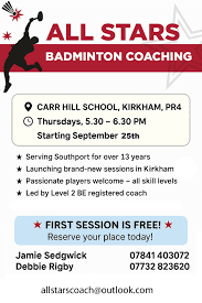 Image result for Blackpool & District Junior Badminton Club