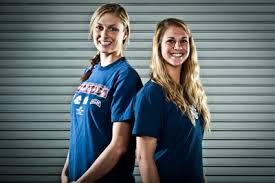 Juniors Juliane Piggott (left) and Kari Pestolesi (right), in addition to senior setter Taryn Robertson (not pictured) were all named to the All-Big West ... - ScottRoederVball1