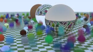 Image result for sphere checkered plane raytrace