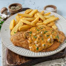 Image result for schnitzel mit pommes