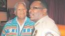 Tribal Judge Andy Buster congratulates new Police Chief Bobby Richardson - 01cmyk
