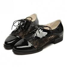 Faux Patent Leather Lace Decoration Flats @ Womens Sexy Flat Shoes ...