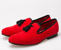High Claasy All match Tassel Loafers Red Velvet Slip On Flat Shoes ...