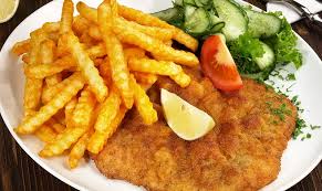 Image result for schnitzel mit pommes