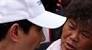 8月19日，台湾当局领导人马英九来到“莫拉克”风灾中受损最为惨重的高雄县甲仙乡