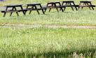 A quintet of pub benches. Outside the Three Horse Shoes pub, - via Daymix