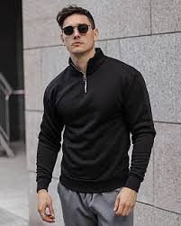 Image result for Мужская толстовка neck button black